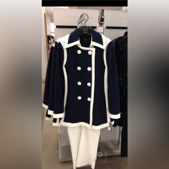 INC International Concepts Jackets & Blazers - Inc International Concepts Navy and White Double breasted Jacket Size Large